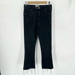 ROLLAS Eastcoast Boot High Rise Crop Jeans Womens 29 Black Raw Hem Stretch Denim